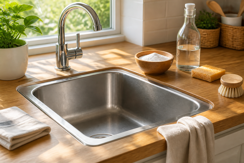 Entretien naturel d'une canalisation d'évier sans produit chimique