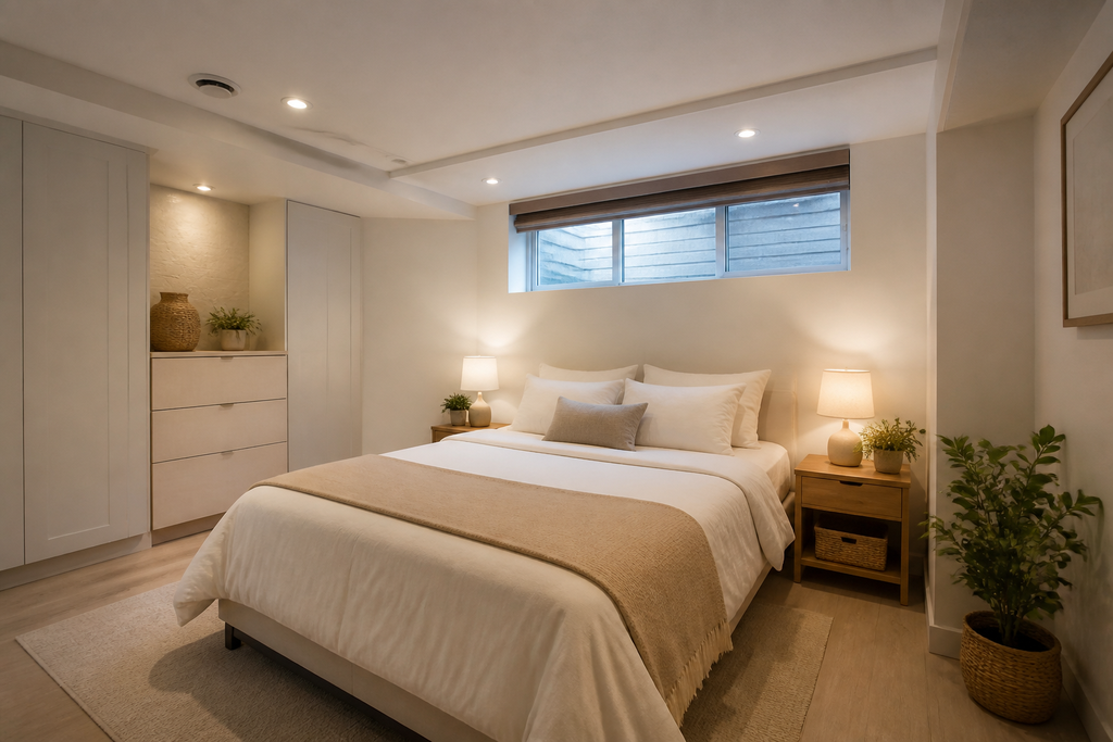 Isolation des murs et du sol d'un sous-sol transformé en chambre